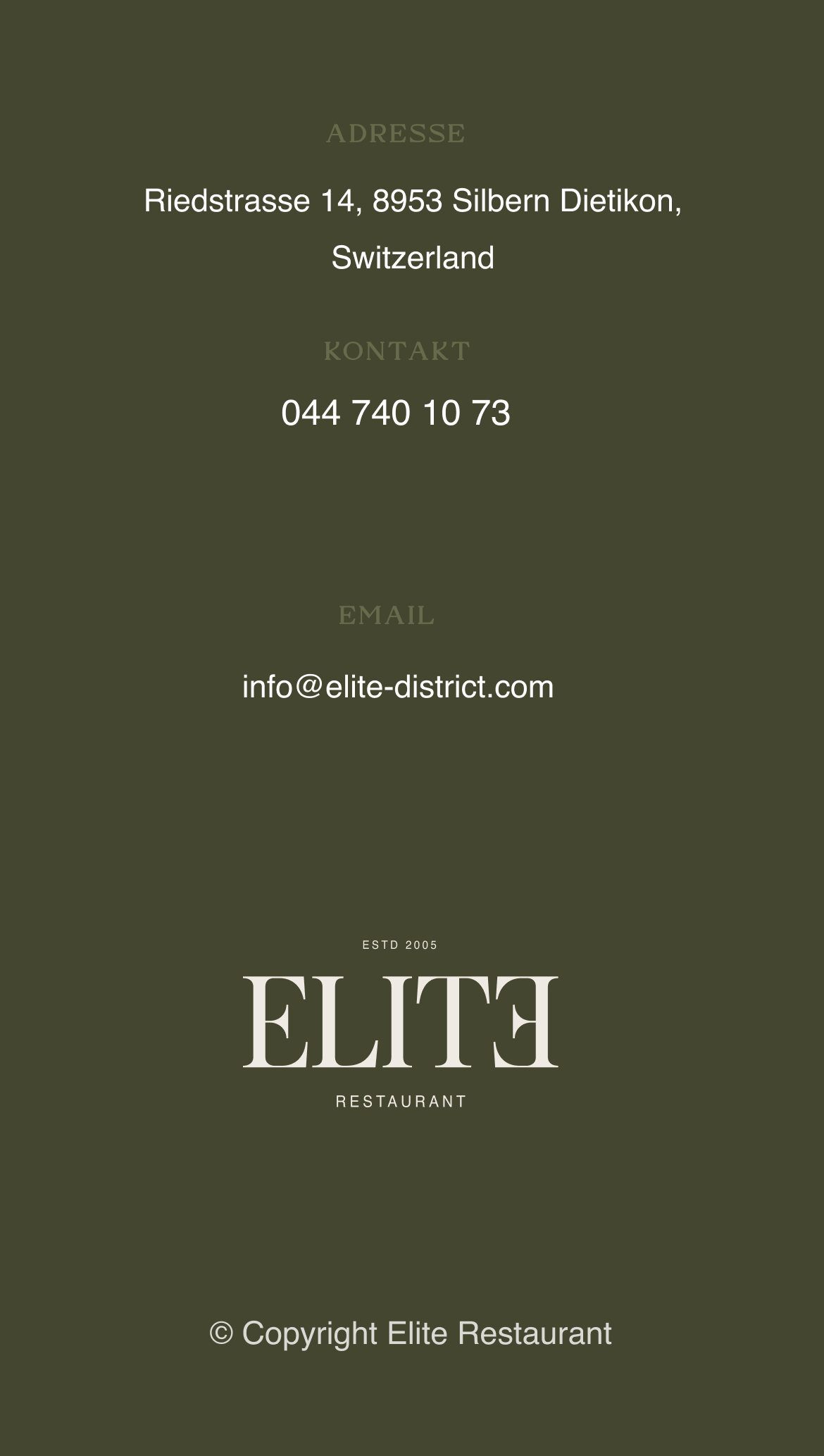 elite restaurant riedstrasse 14, dietikon, scgliren, lunch menu